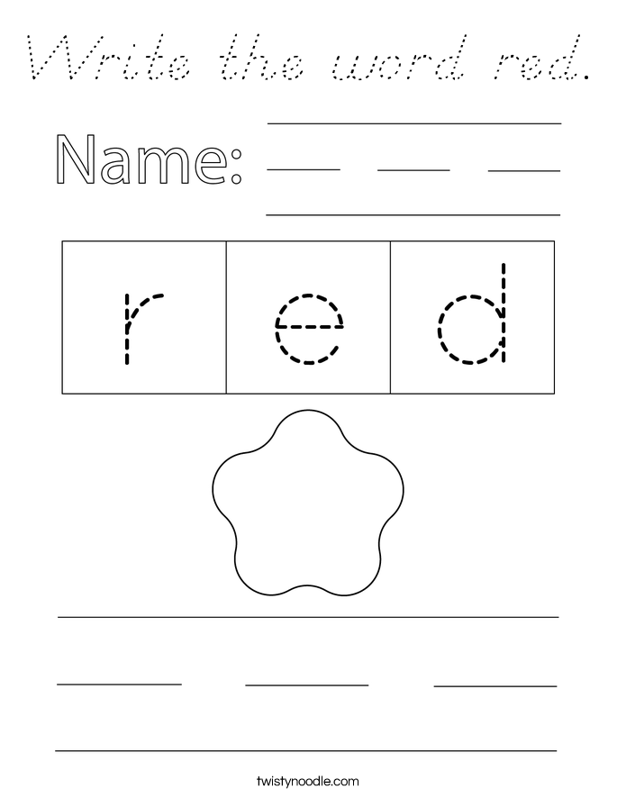Write the word red. Coloring Page