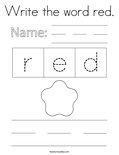 Write the word red. Coloring Page