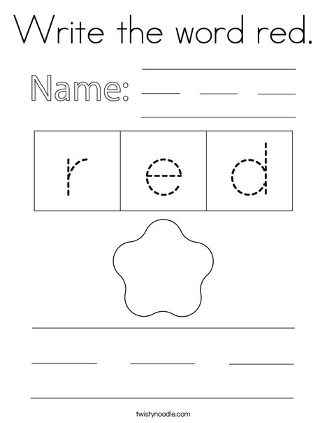 Write the word red. Coloring Page