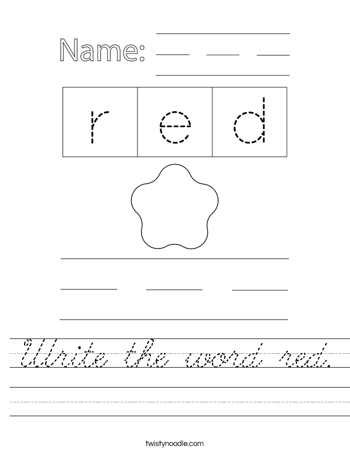 Write the word red. Worksheet