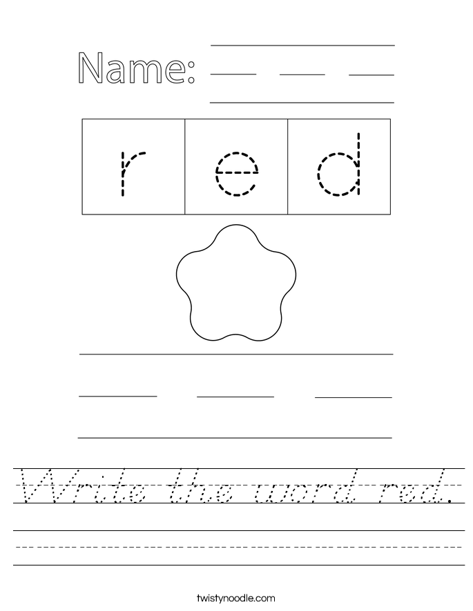 Write the word red. Worksheet