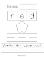 Write the word red Handwriting Sheet