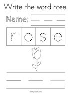 Write the word rose Coloring Page