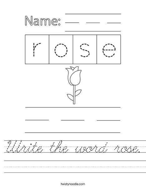 Write the word rose. Worksheet