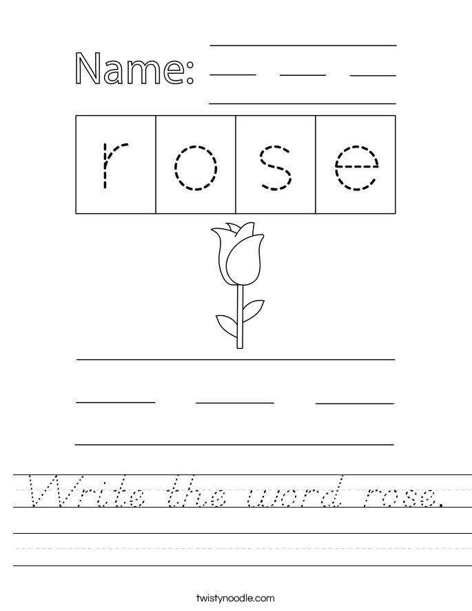 Write the word rose. Worksheet
