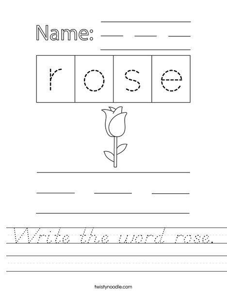 Write the word rose. Worksheet