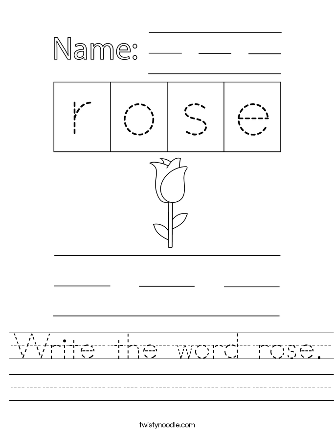 Write the word rose. Worksheet