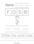 Write the word rose Handwriting Sheet
