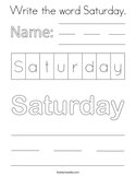 Write the word Saturday Coloring Page