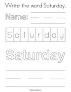 Write the word Saturday Coloring Page