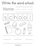 Write the word school Coloring Page