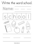 Write the word school Coloring Page