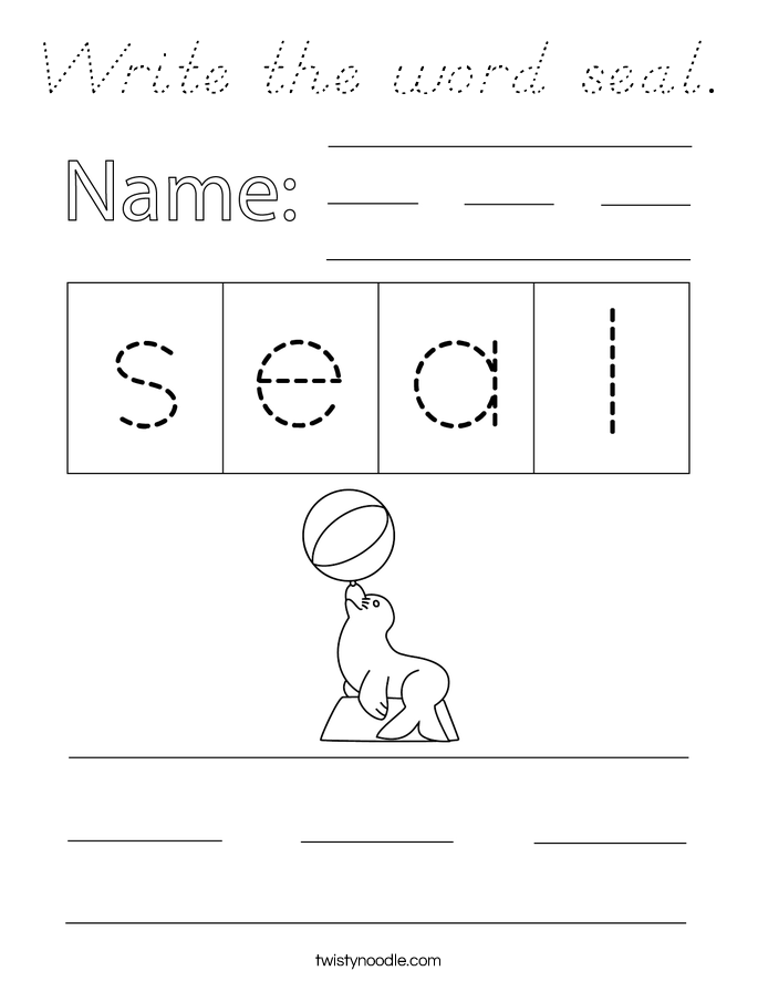 Write the word seal. Coloring Page