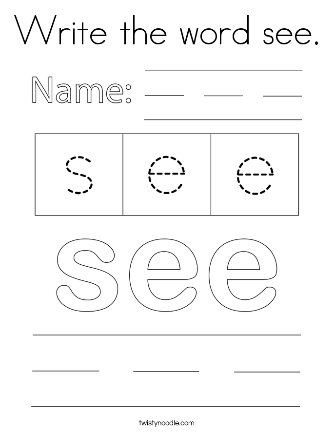Write the word see. Coloring Page
