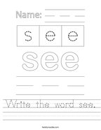 Write the word see Handwriting Sheet
