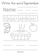 Write the word September Coloring Page