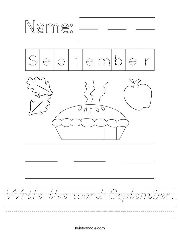 Write the word September. Worksheet