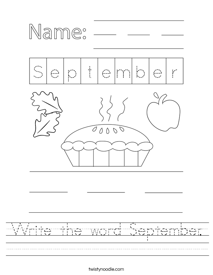 Write the word September. Worksheet
