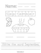 Write the word September Handwriting Sheet