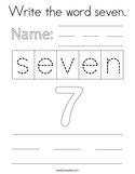 Write the word seven Coloring Page
