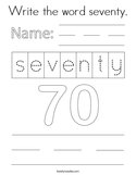 Write the word seventy Coloring Page