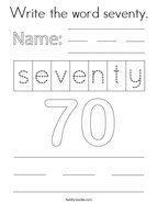 Write the word seventy Coloring Page