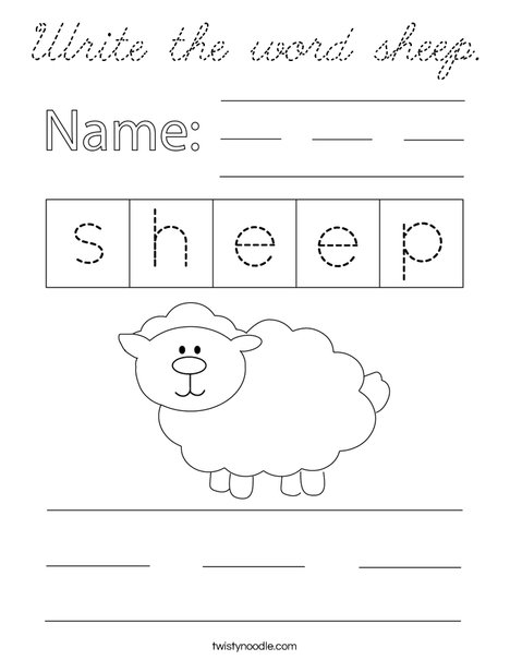 Write the word sheep. Coloring Page