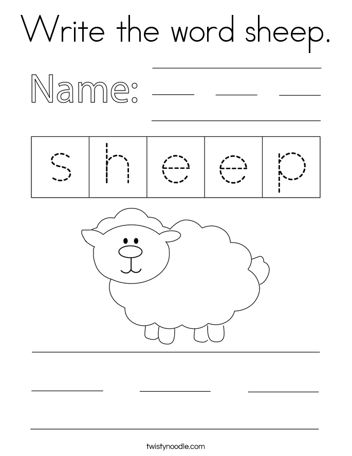 Write the word sheep. Coloring Page