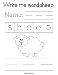 Write the word sheep. Coloring Page