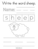 Write the word sheep Coloring Page
