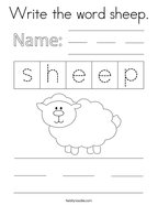 Write the word sheep Coloring Page