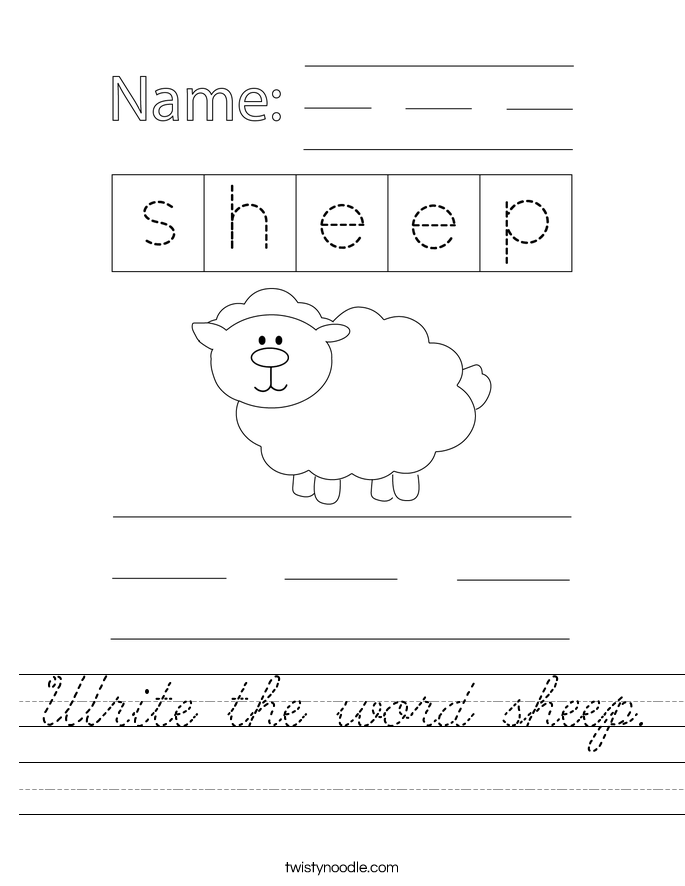 Write the word sheep. Worksheet