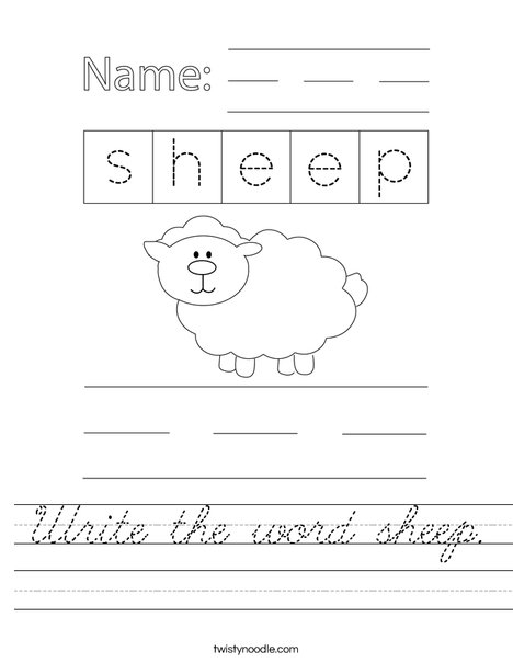Write the word sheep. Worksheet