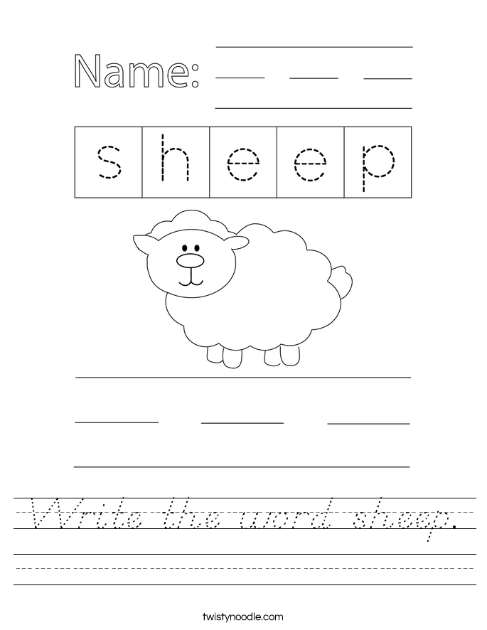 Write the word sheep. Worksheet
