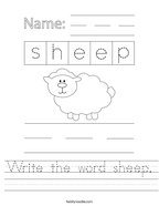 Write the word sheep Handwriting Sheet
