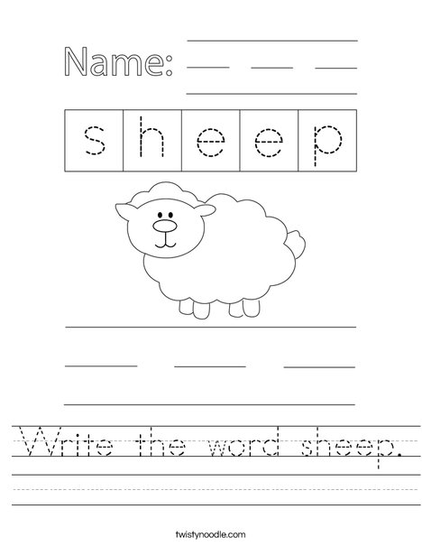 Write the word sheep. Worksheet