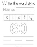 Write the word sixty Coloring Page