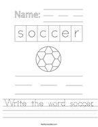 Write the word soccer Handwriting Sheet