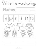 Write the word spring Coloring Page