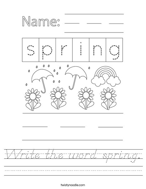 Write the word spring. Worksheet