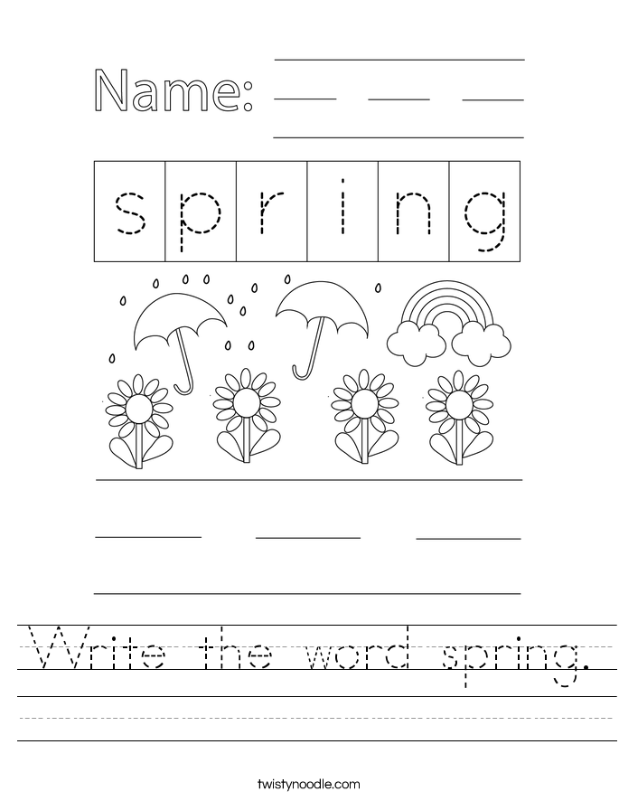 Write the word spring. Worksheet