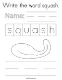 Write the word squash Coloring Page