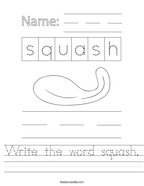 Write the word squash Handwriting Sheet