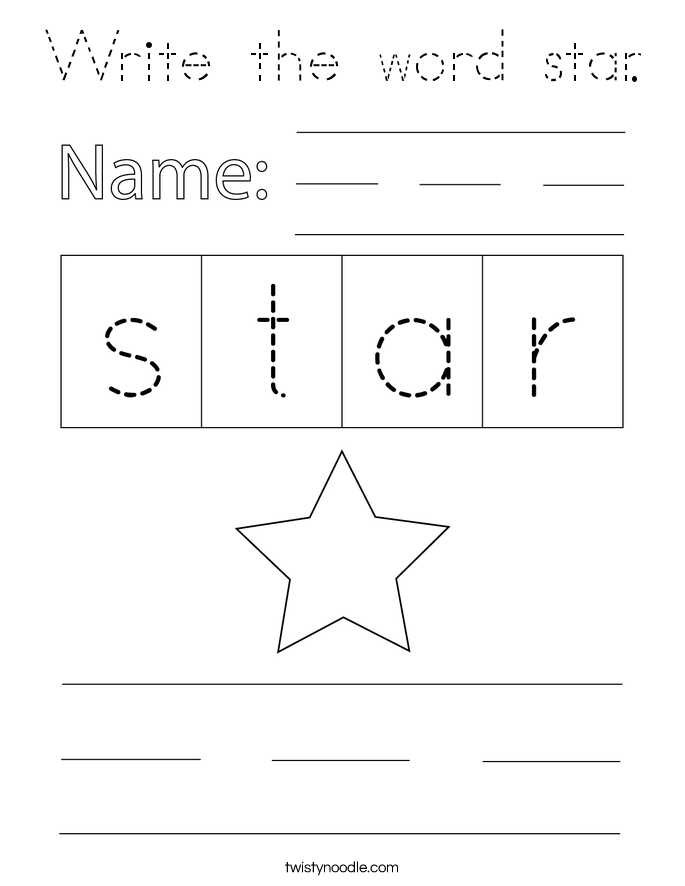 Write the word star. Coloring Page