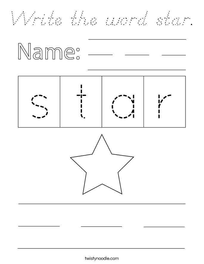 Write the word star. Coloring Page