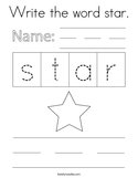 Write the word star Coloring Page