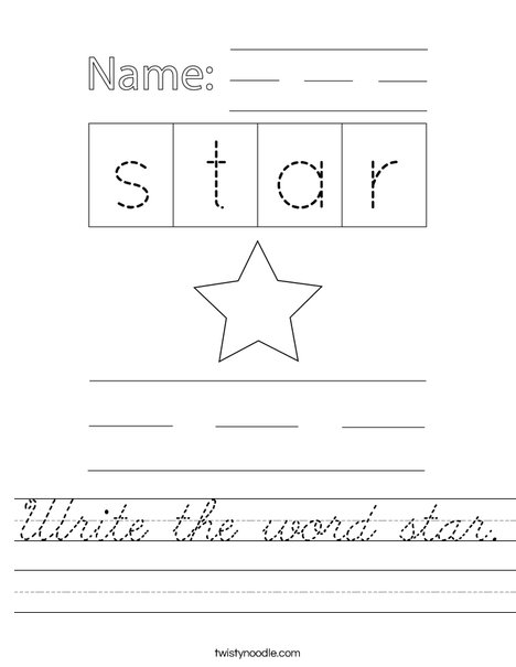 Write the word star. Worksheet
