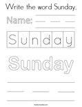Write the word Sunday. Coloring Page