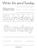 Write the word Sunday Coloring Page