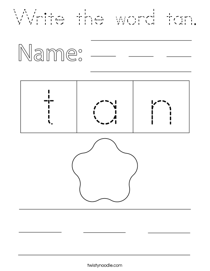 Write the word tan. Coloring Page